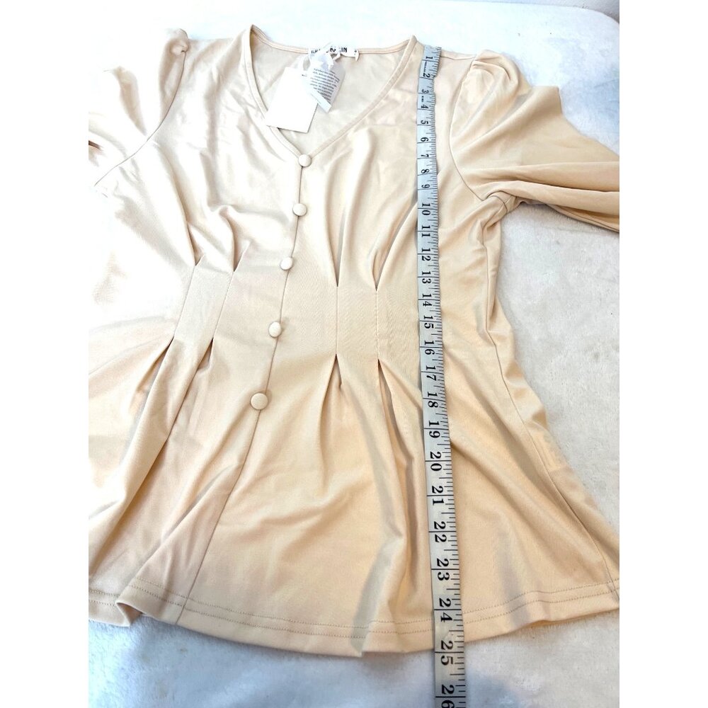 GRACE KARIN  Business Casual Blouse Spring 3/4 Sleeve Peplum Apricot M NEW - Picture 7 of 10